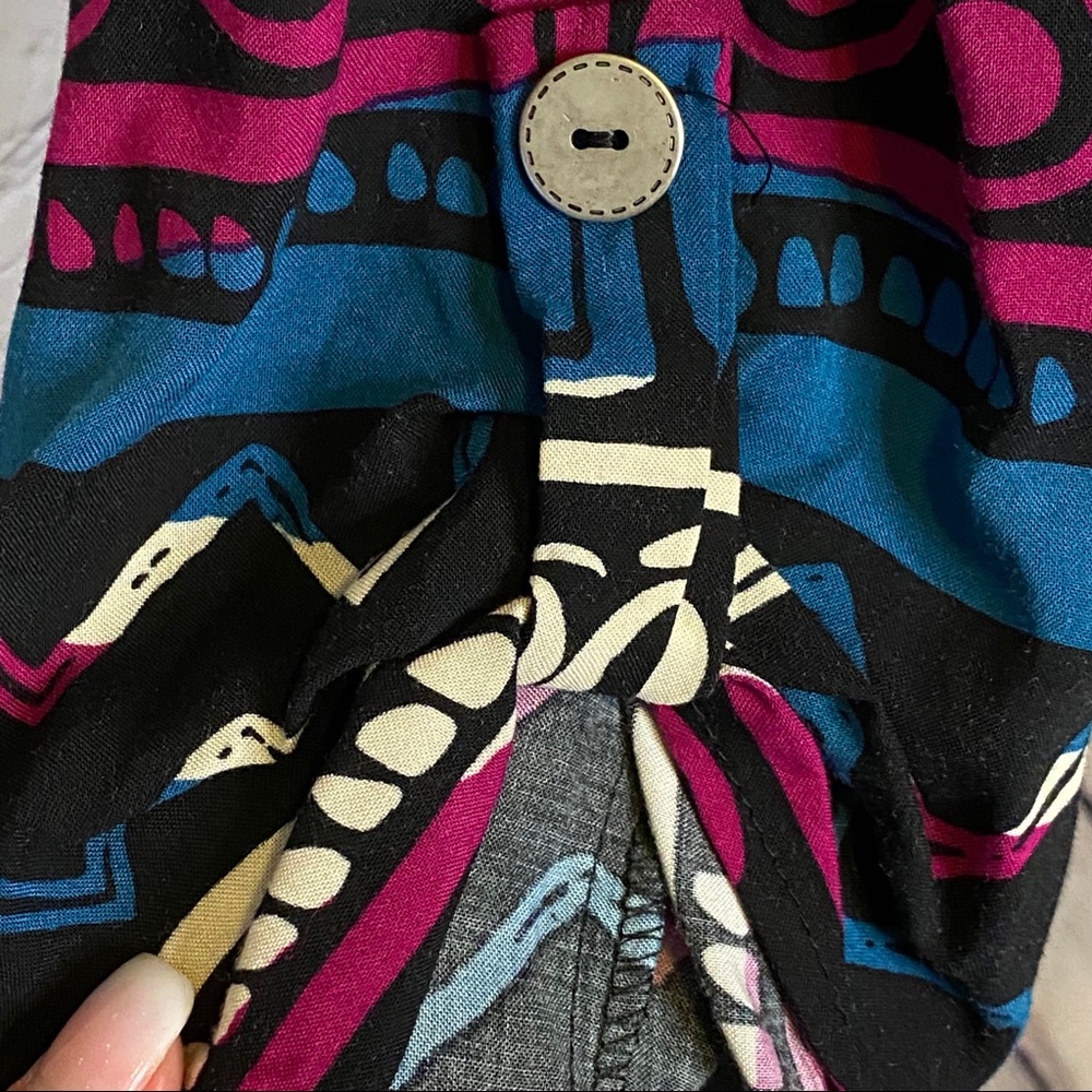 Buttons geometric black blue magenta dress tunic - Picture 3 of 8